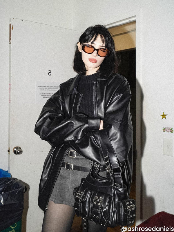 Fvshya Zip Up Ruched Leather Jacket