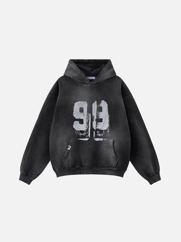 Fvshya Graffiti Number Washed Hoodie