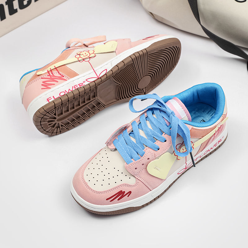 Fvshya H-Block Flower Canvas Skate Shoes