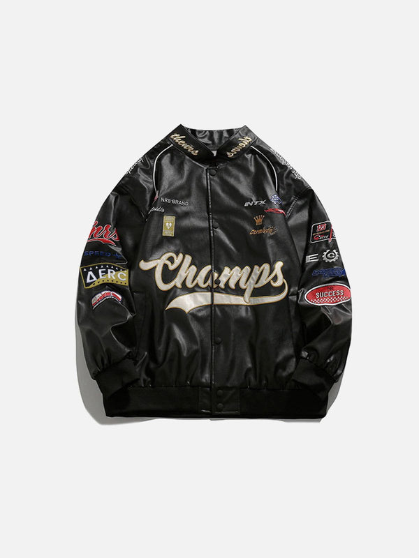 Fushya Letter-Embroidered Racing Jacket