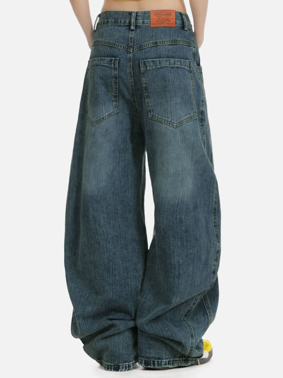 Fushya Embroidery Baggy Barrel Jeans