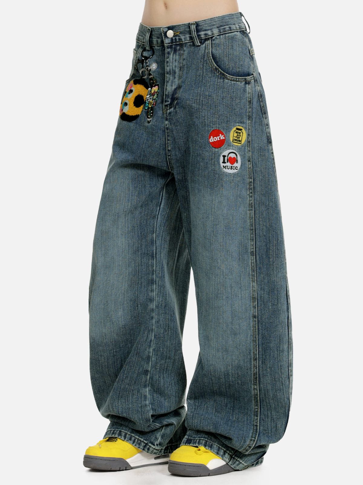 Fushya Embroidery Baggy Barrel Jeans
