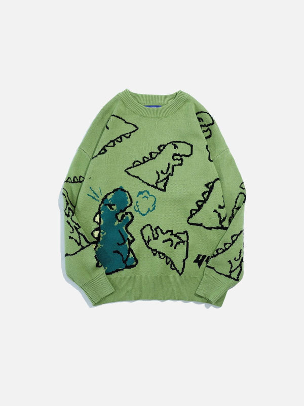 Fvshya Dinosaur Cartoon Pattern Knit Sweater