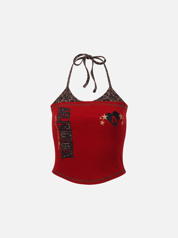 Fushya Leopard Print Patchwork Cami Top