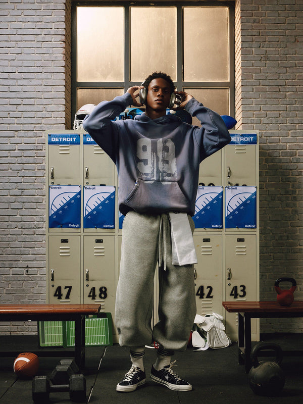 Fvshya Graffiti Number Washed Hoodie