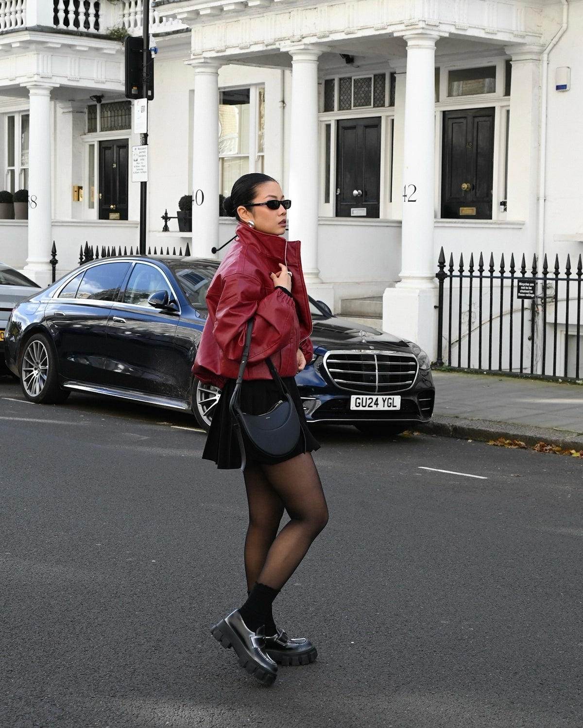 Fushya Metal Buckle Faux Leather Jacket
