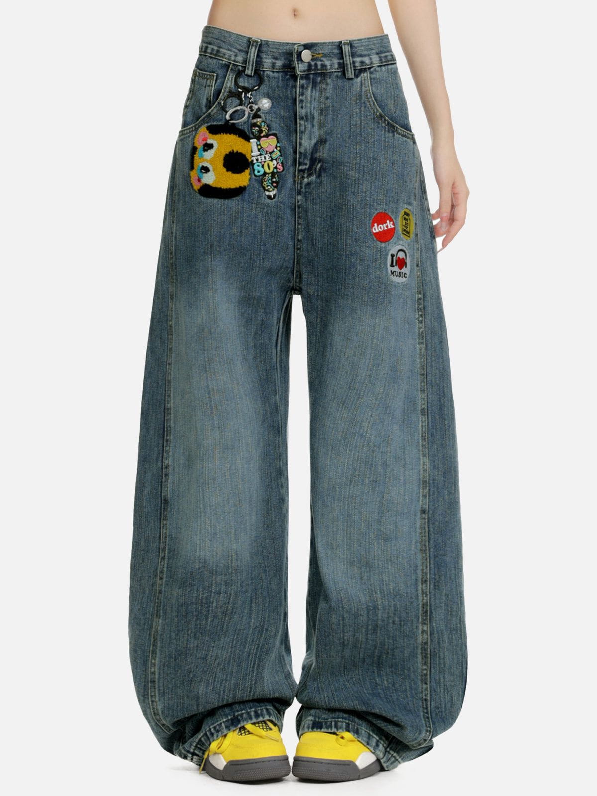 Fushya Embroidery Baggy Barrel Jeans