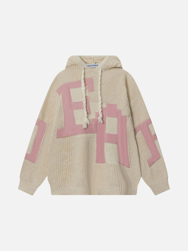 Fushya Letter Jacquard Knit Hoodie