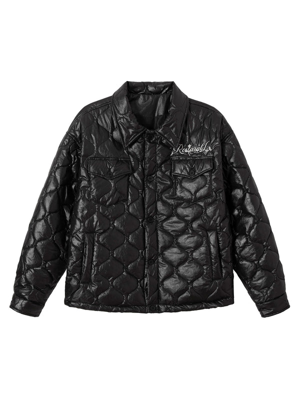 Fvshya Diamond Quilted Letter Embroidery Quilted Jacket