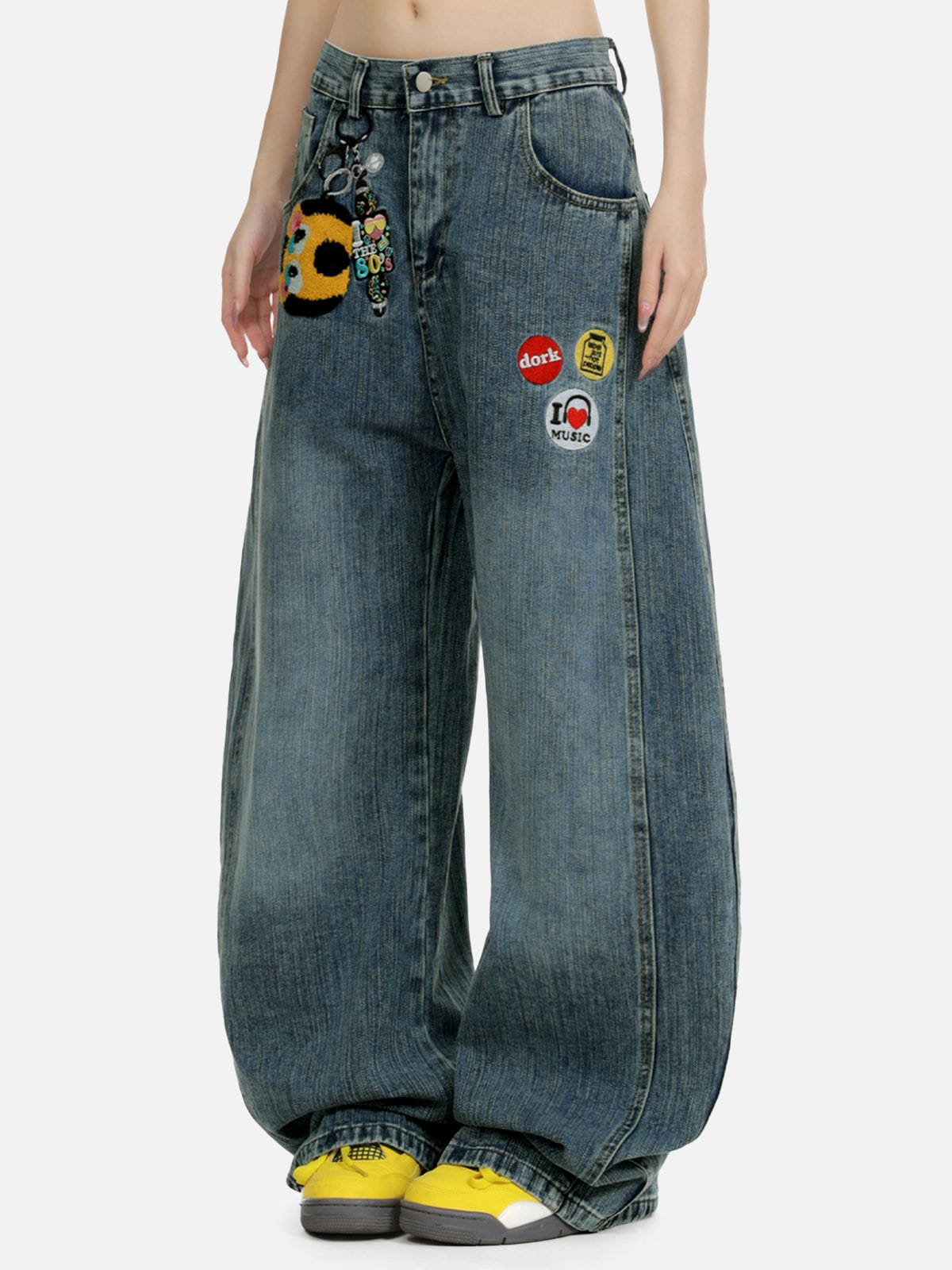 Fushya Embroidery Baggy Barrel Jeans