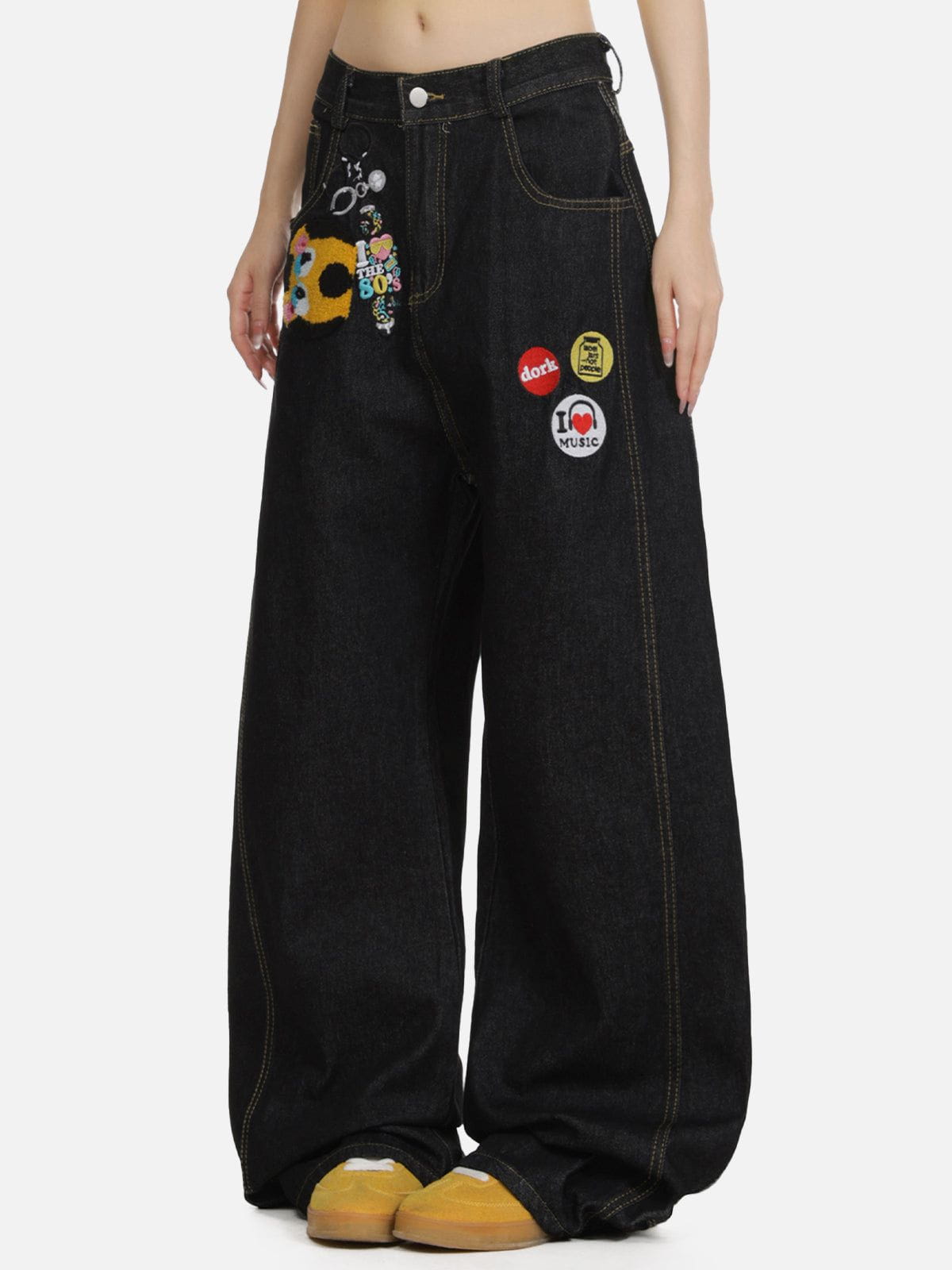 Fushya Embroidery Baggy Barrel Jeans