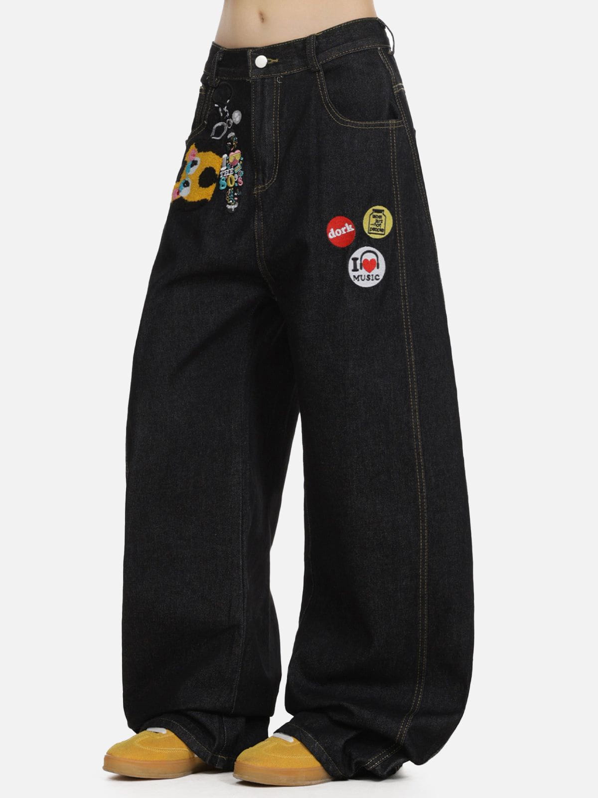 Fushya Embroidery Baggy Barrel Jeans