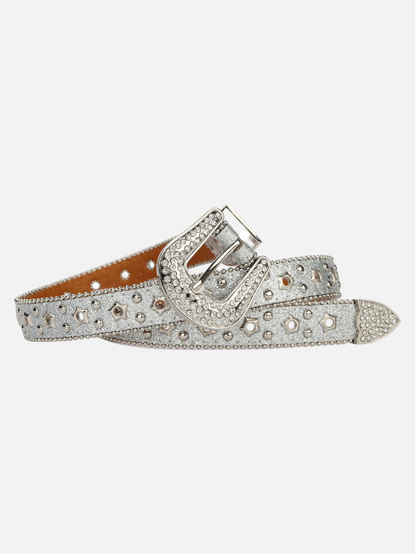 Fvshya Sparkling Silver Rhinestone Belt