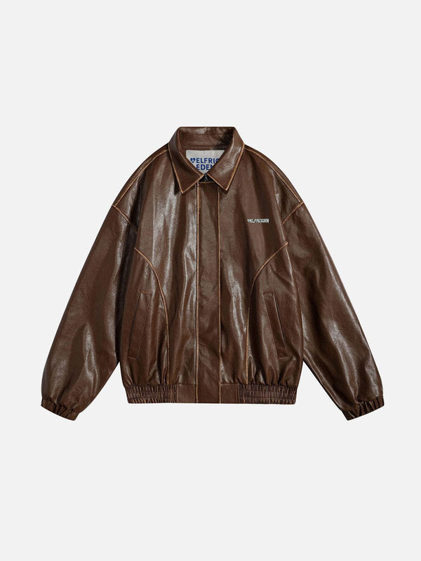 Fushya Line Patchwork Faux  Leather Jacket