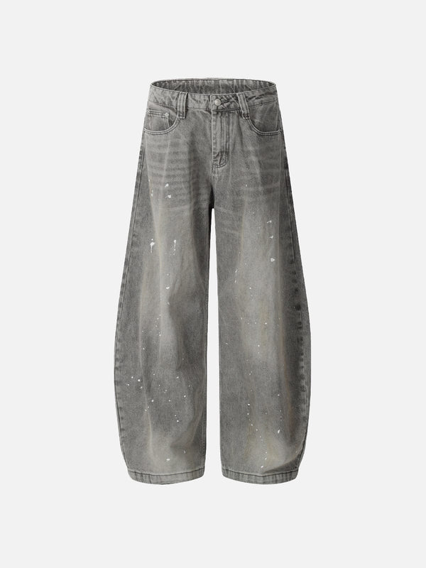 Fvshya Splash-Ink Print Washed Barrel Jeans