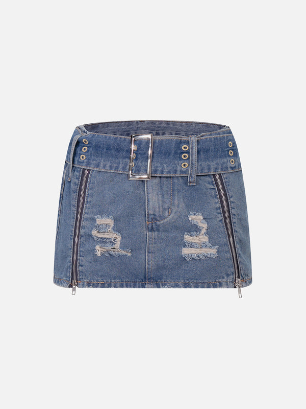 Fvshya Applique Embroidery Star Denim Skirt
