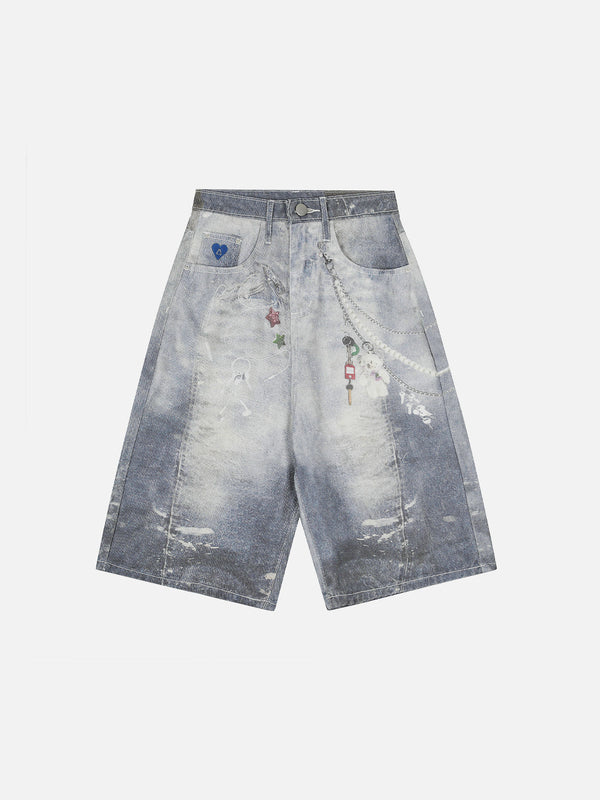 Fvshya 3D Print Longline Jorts