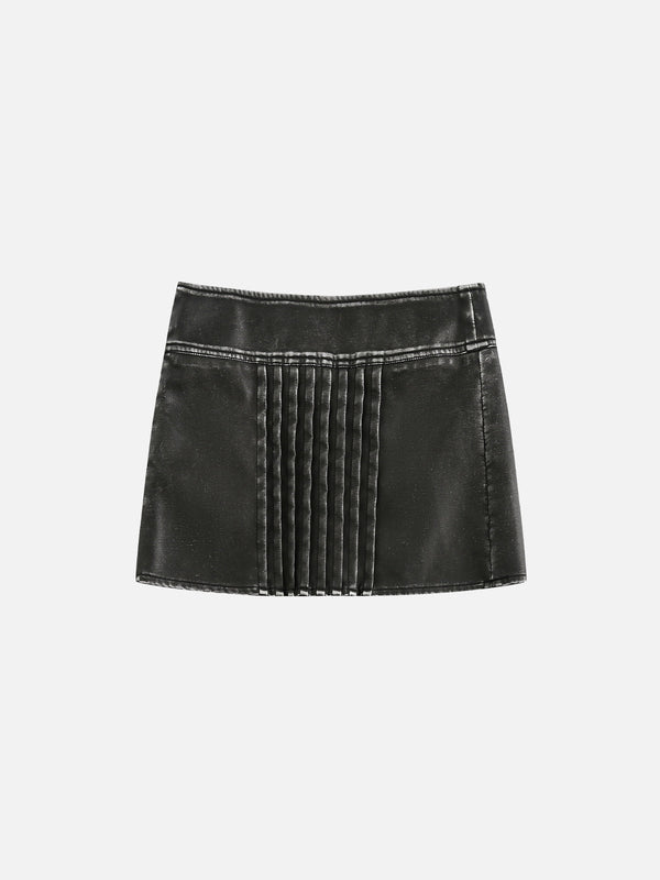 Fvshya Wrinkle Faux Leather Skirt