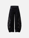 Fushya Embroidery Faggy Baggy Barrel Jeans