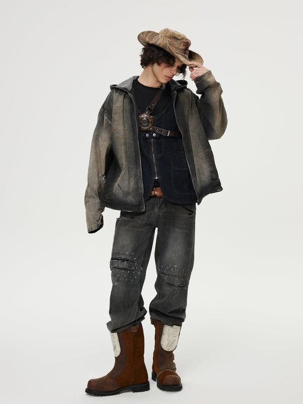 Fushya Mud Dyeing Denim Zip Up Jacket