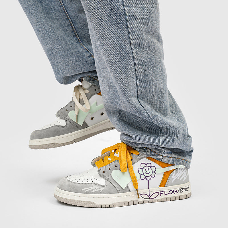 Fvshya H-Block Flower Canvas Skate Shoes