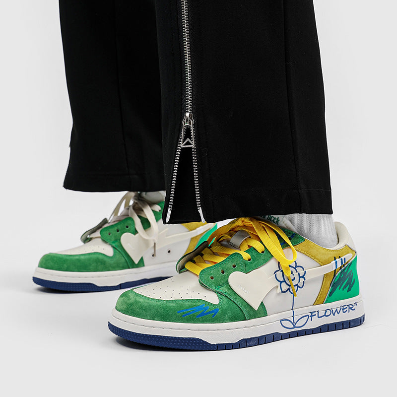 Fvshya H-Block Flower Canvas Skate Shoes