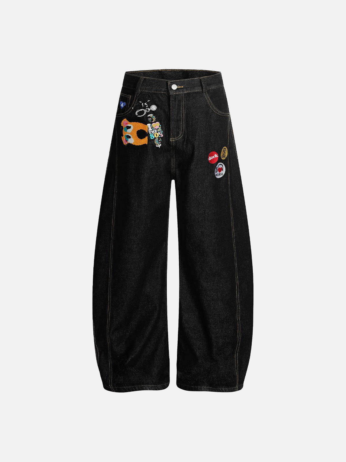 Fushya Embroidery Baggy Barrel Jeans