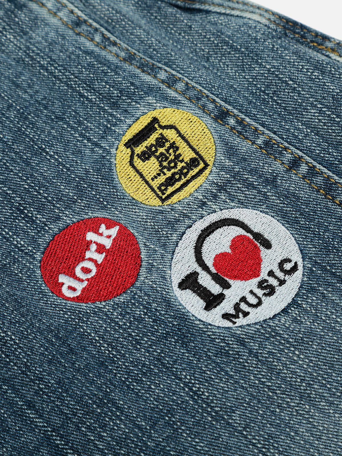 Fushya Embroidery Baggy Barrel Jeans