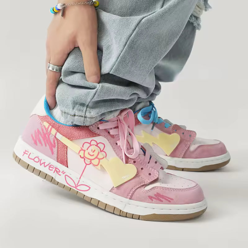 Fvshya H-Block Flower Canvas Skate Shoes