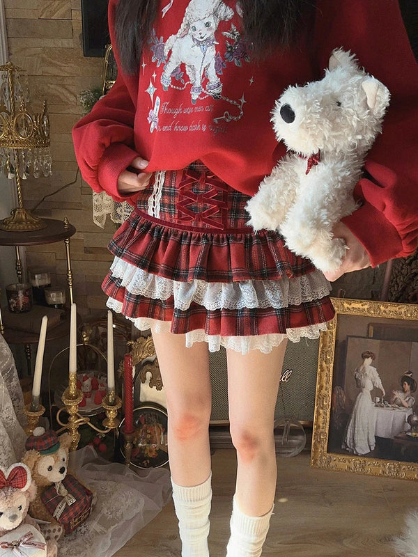 Fvshya Plaid Ruffled Mini Skirt