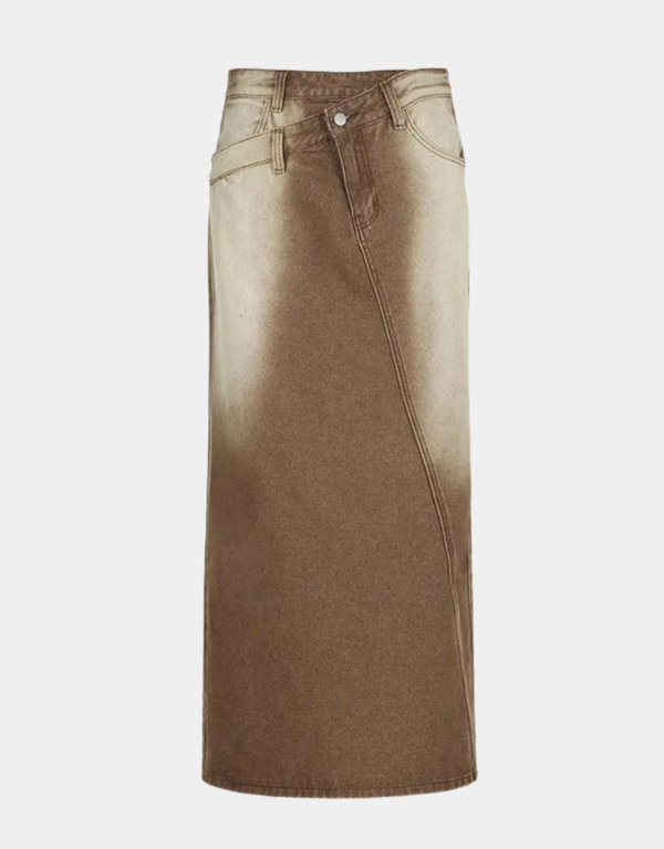 Fvshya Asymmetric Button-up Denim Maxi Skirt