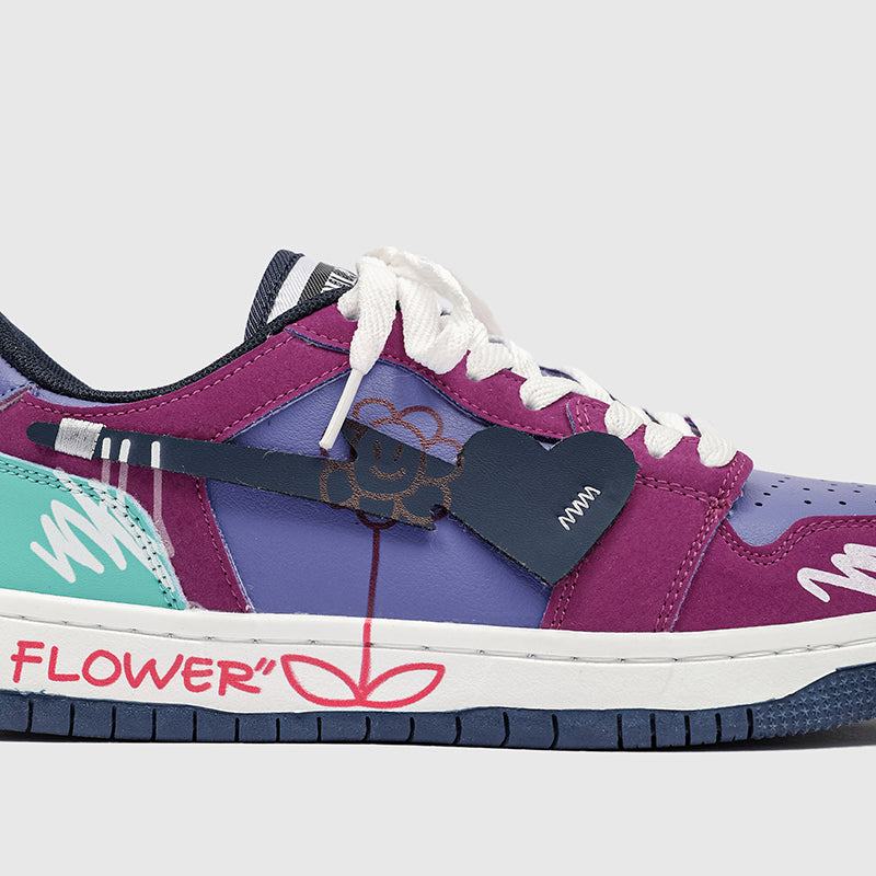 Fvshya H-Block Flower Canvas Skate Shoes