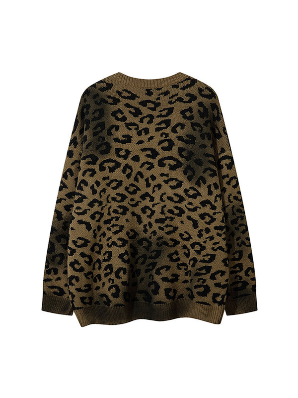 Fvshya Tie-dye Cheetah Jacquard Sweater