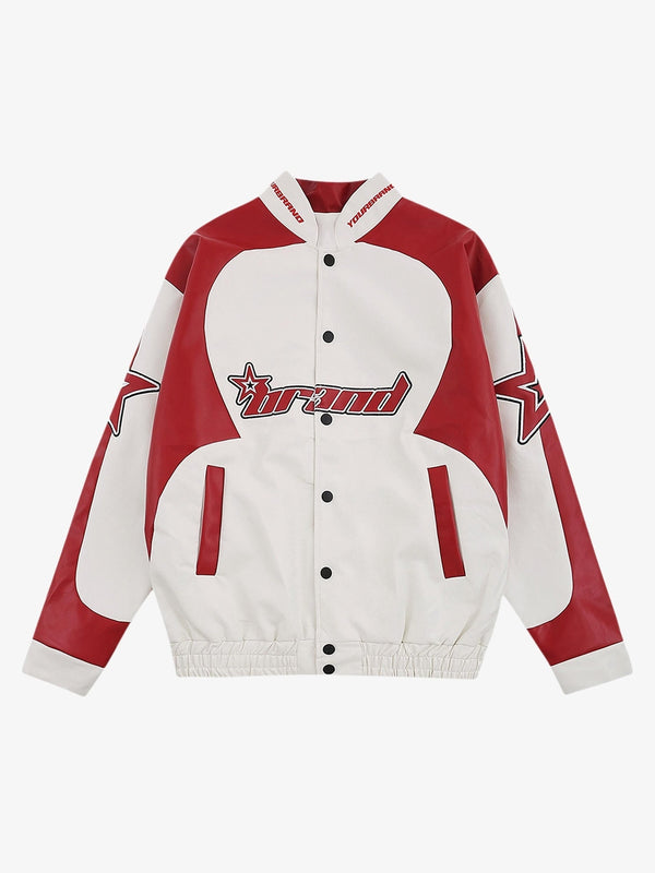 Fvshya American Vintage Colorblock Leather Jacket