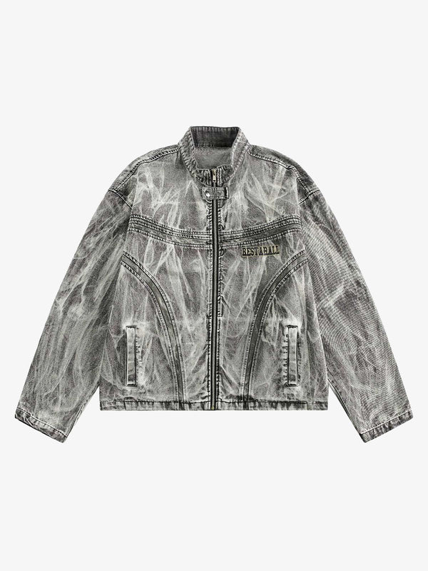Fushya Hip-hop Distressed Washed Denim Jacket