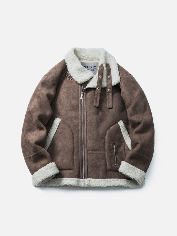 Fvshya Slant Placket Suede Coat