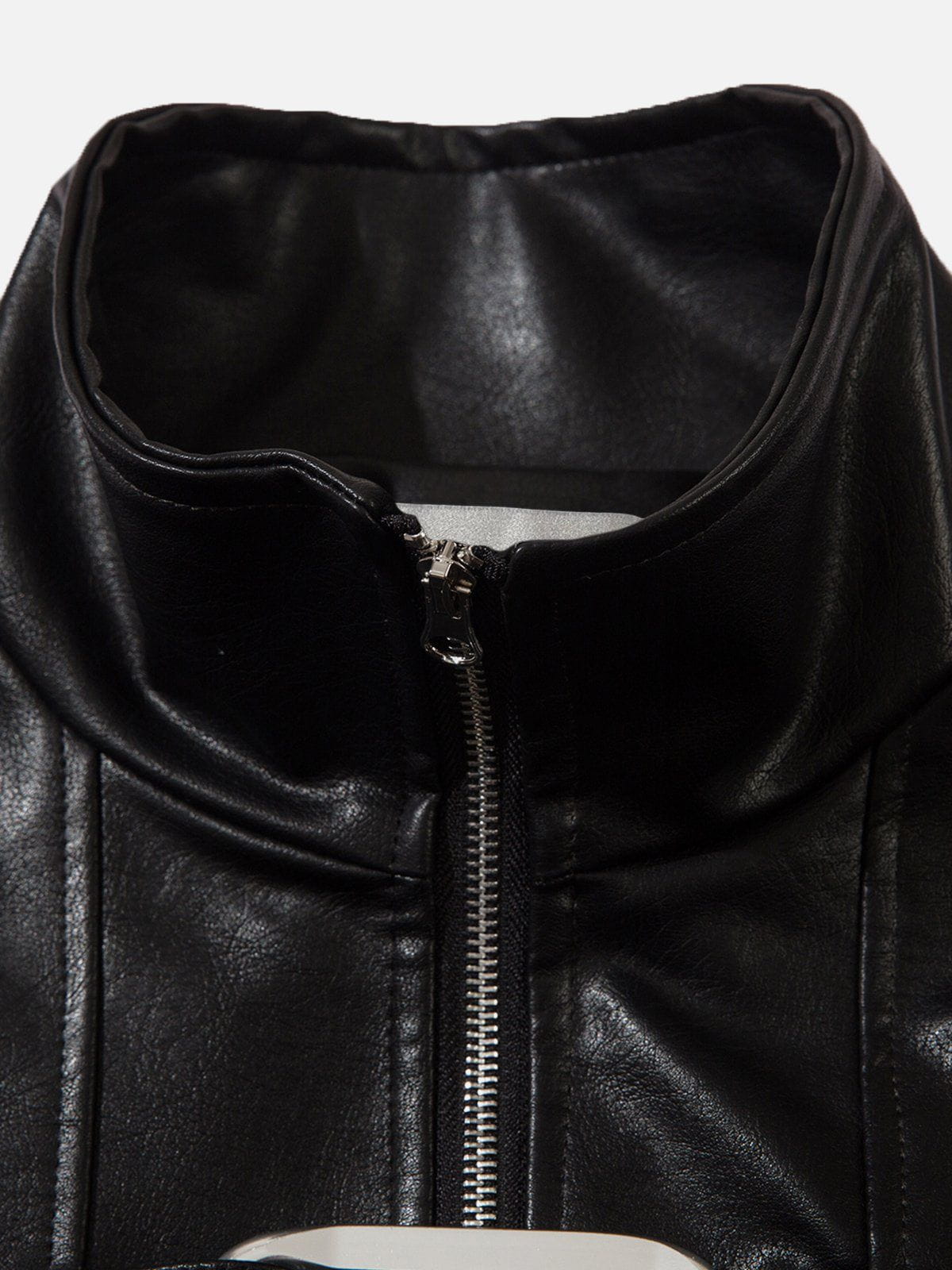Fushya Metal Buckle Faux Leather Jacket