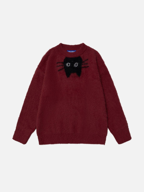 Fvshya Cute Black Cat Sweater