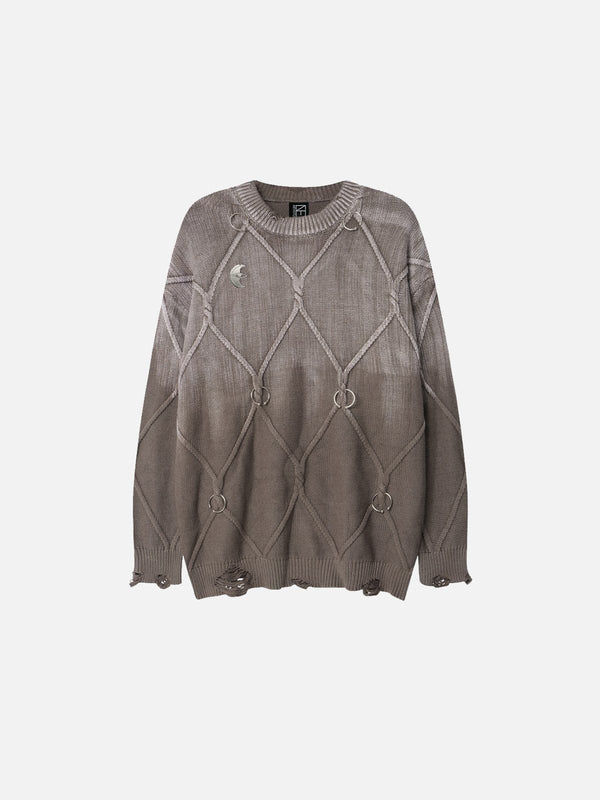 Fvshya Twist Gradient Distressed Sweater