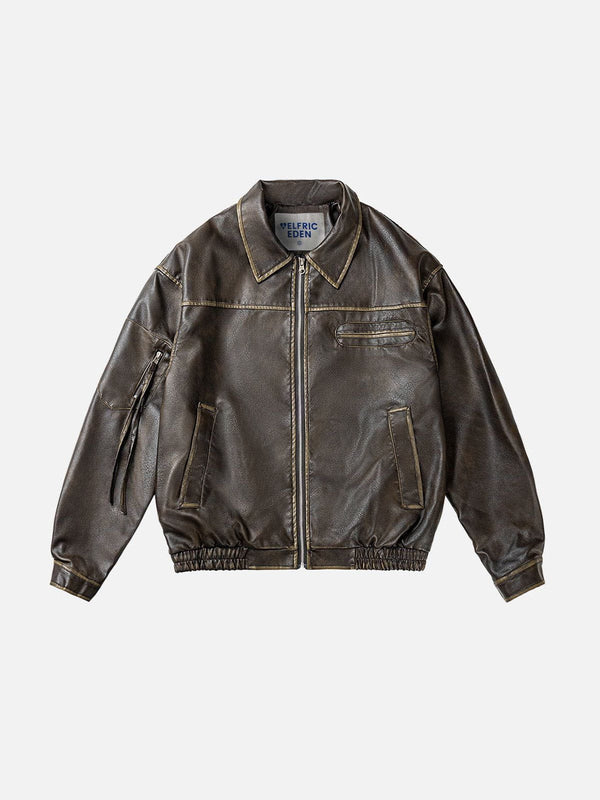 Fvshya Multi Pocket Faux Leather Cropped Jacket