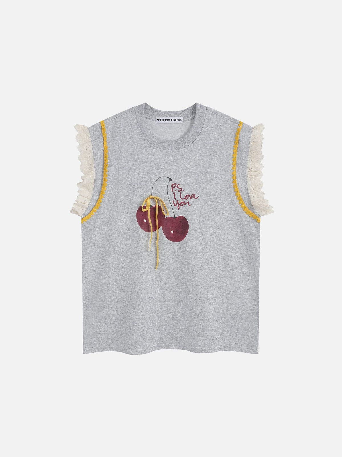 Fushya Lace Cherry Print Tank Top