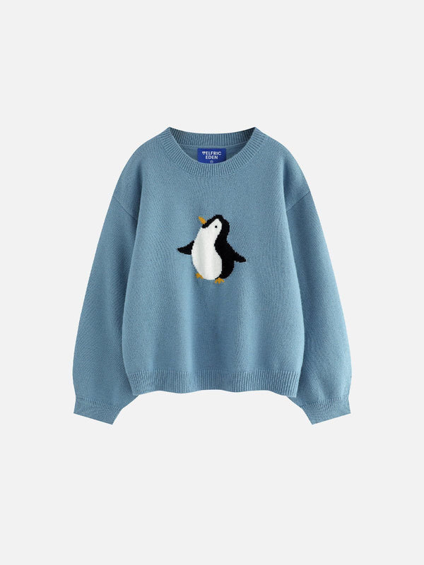 Fvshya Cute Penguin Cropped Sweater