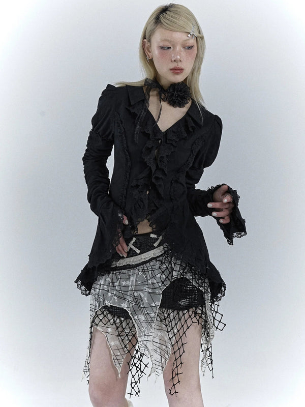 Fvshya "In Black" Ruffled Blouse
